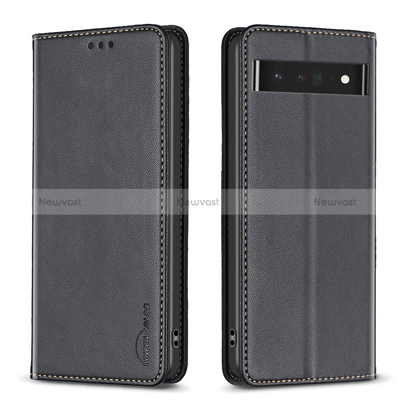 Leather Case Stands Flip Cover Holder B17F for Google Pixel 7 Pro 5G Black