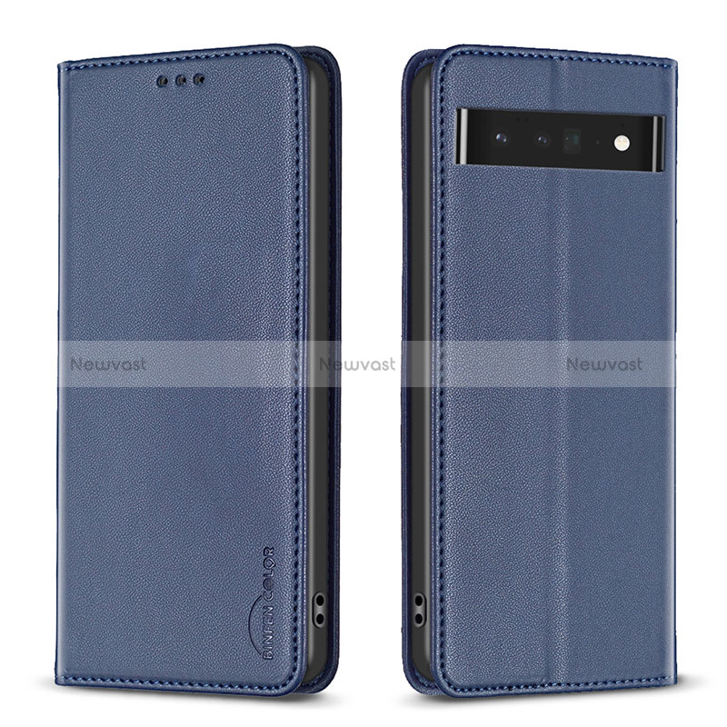 Leather Case Stands Flip Cover Holder B17F for Google Pixel 7 Pro 5G Blue