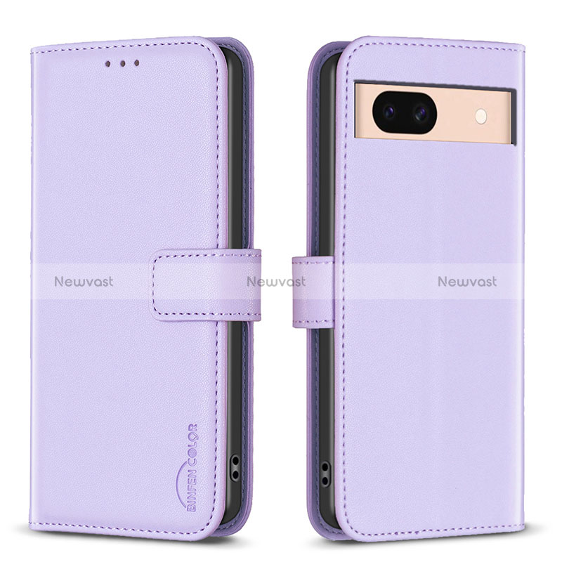 Leather Case Stands Flip Cover Holder B17F for Google Pixel 8a 5G Clove Purple