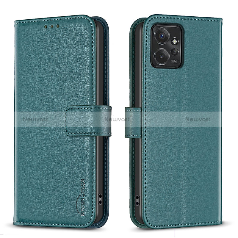 Leather Case Stands Flip Cover Holder B17F for Motorola Moto G Power 5G (2023) Green