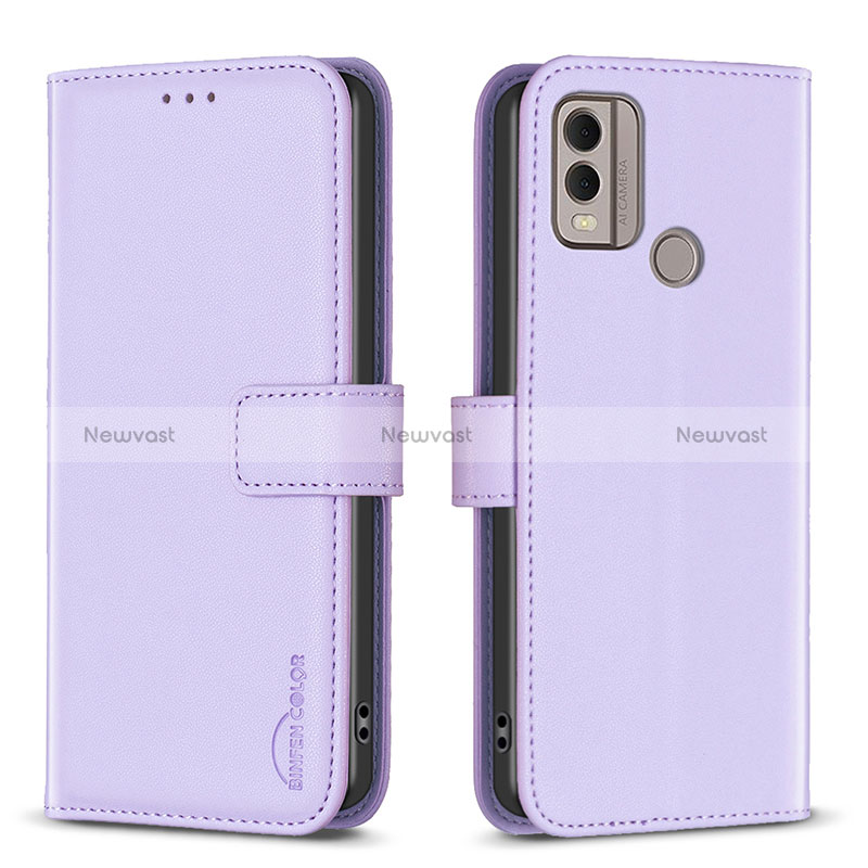 Leather Case Stands Flip Cover Holder B17F for Nokia C22 Clove Purple