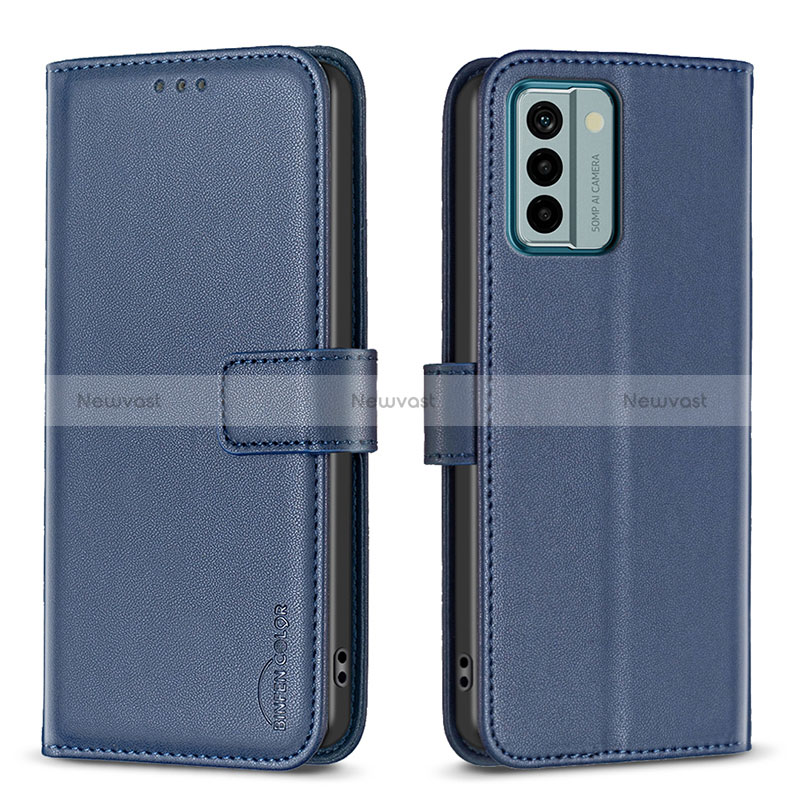 Leather Case Stands Flip Cover Holder B17F for Nokia G22 Blue