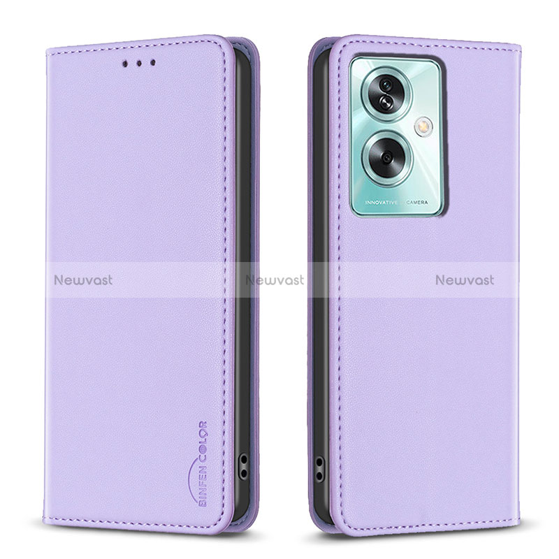 Leather Case Stands Flip Cover Holder B17F for Oppo A2 5G Clove Purple