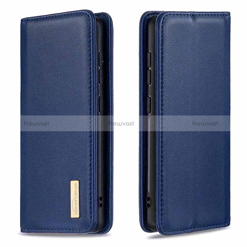 Leather Case Stands Flip Cover Holder B17F for Samsung Galaxy A30 Blue