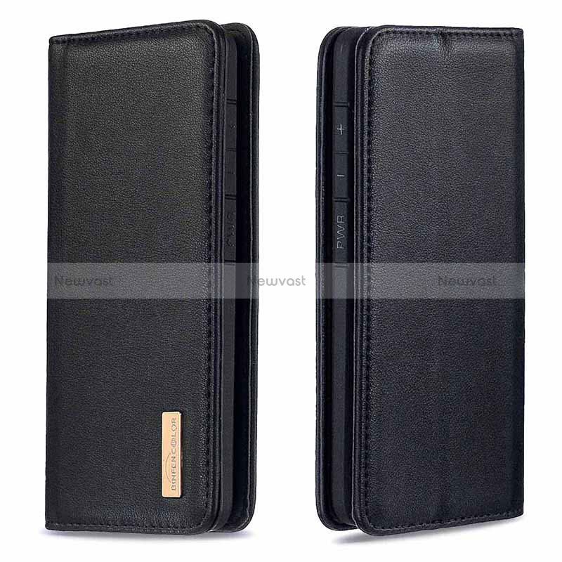 Leather Case Stands Flip Cover Holder B17F for Samsung Galaxy A40 Black