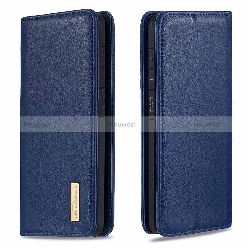 Leather Case Stands Flip Cover Holder B17F for Samsung Galaxy A70 Blue