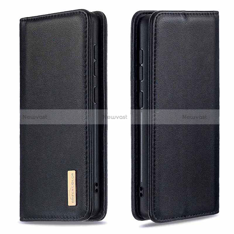 Leather Case Stands Flip Cover Holder B17F for Samsung Galaxy A71 5G Black