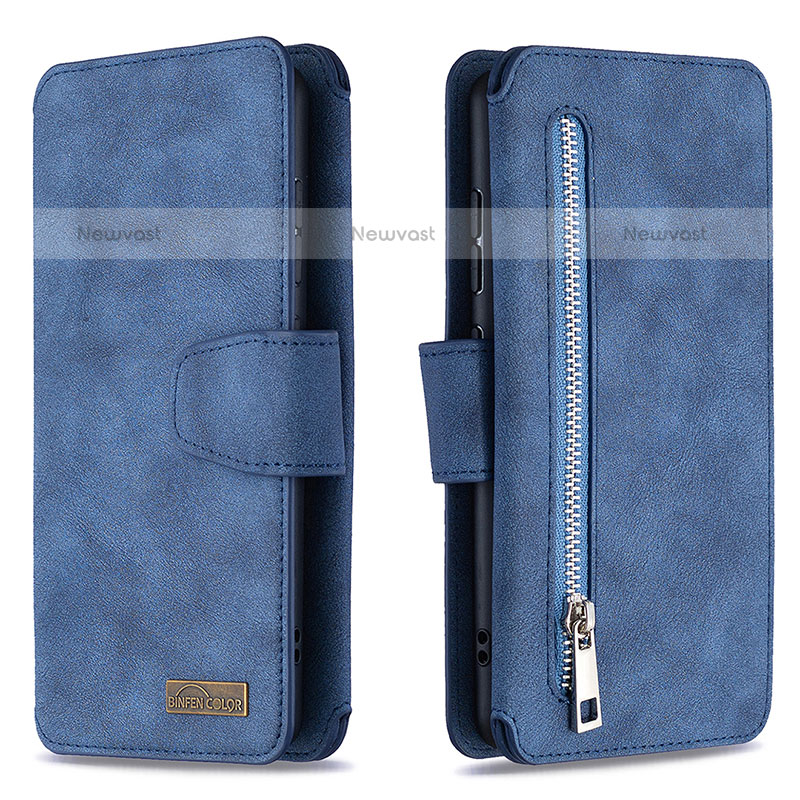 Leather Case Stands Flip Cover Holder B18F for Samsung Galaxy A51 4G Blue