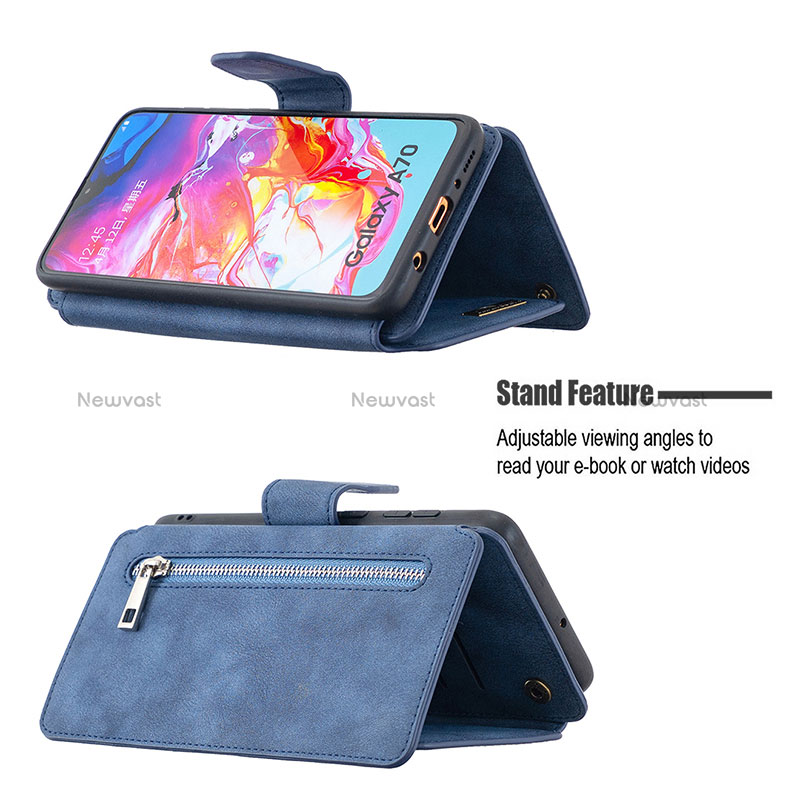 Leather Case Stands Flip Cover Holder B18F for Samsung Galaxy A70