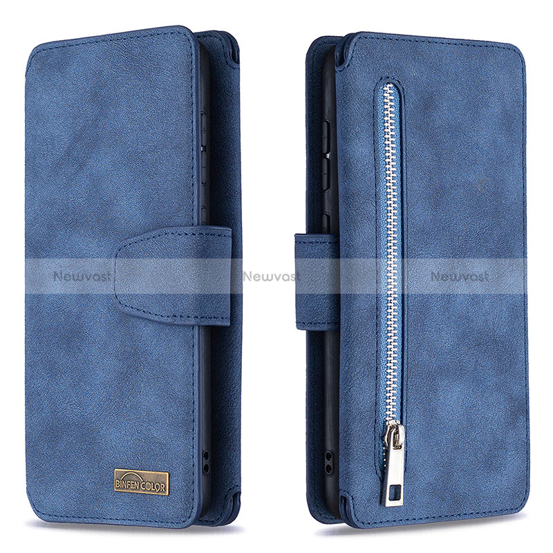 Leather Case Stands Flip Cover Holder B18F for Samsung Galaxy A70S Blue