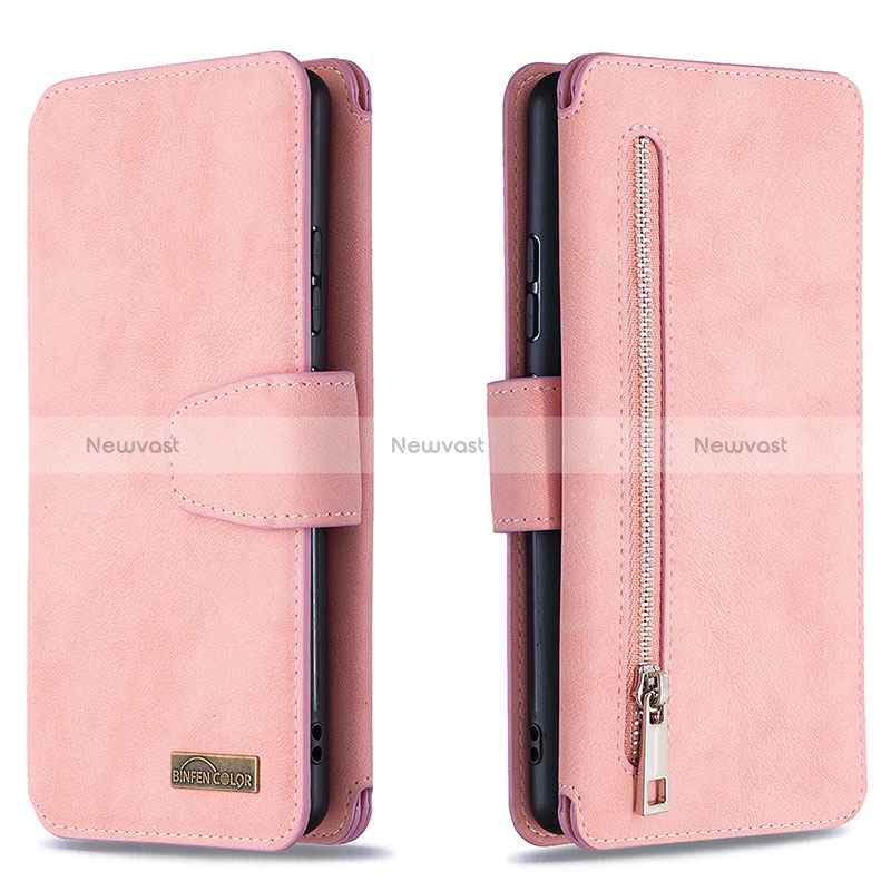 Leather Case Stands Flip Cover Holder B18F for Samsung Galaxy M80S Rose Gold