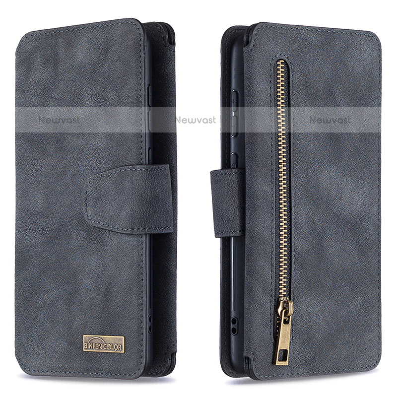 Leather Case Stands Flip Cover Holder B18F for Samsung Galaxy Note 10 Lite Black