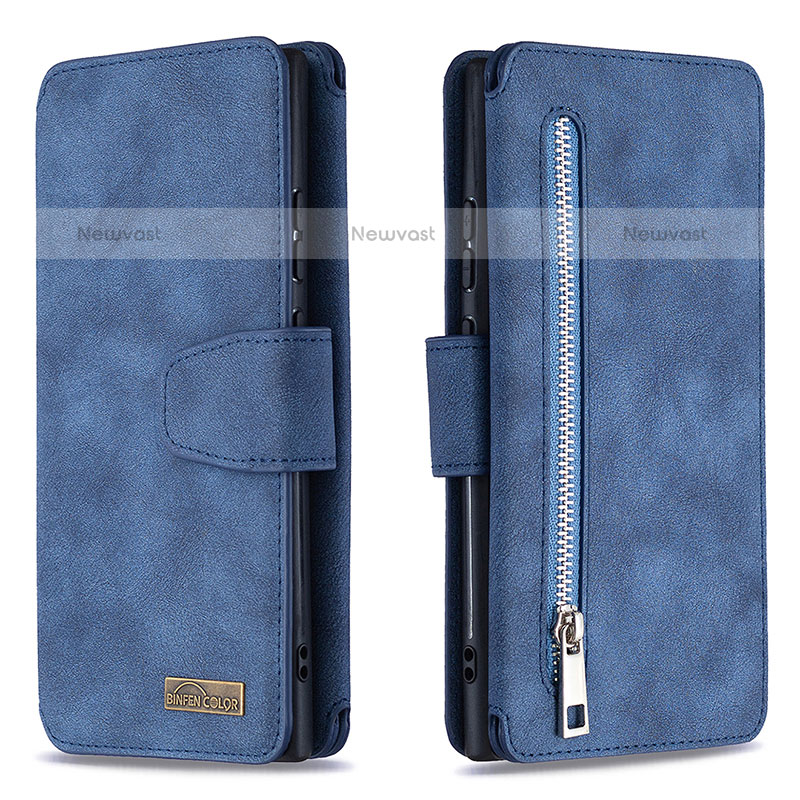 Leather Case Stands Flip Cover Holder B18F for Samsung Galaxy Note 20 Ultra 5G Blue