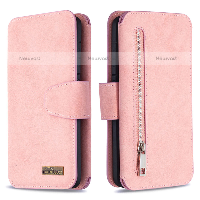 Leather Case Stands Flip Cover Holder B18F for Samsung Galaxy S20 5G Rose Gold