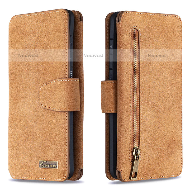 Leather Case Stands Flip Cover Holder B18F for Samsung Galaxy S20 Ultra 5G Brown