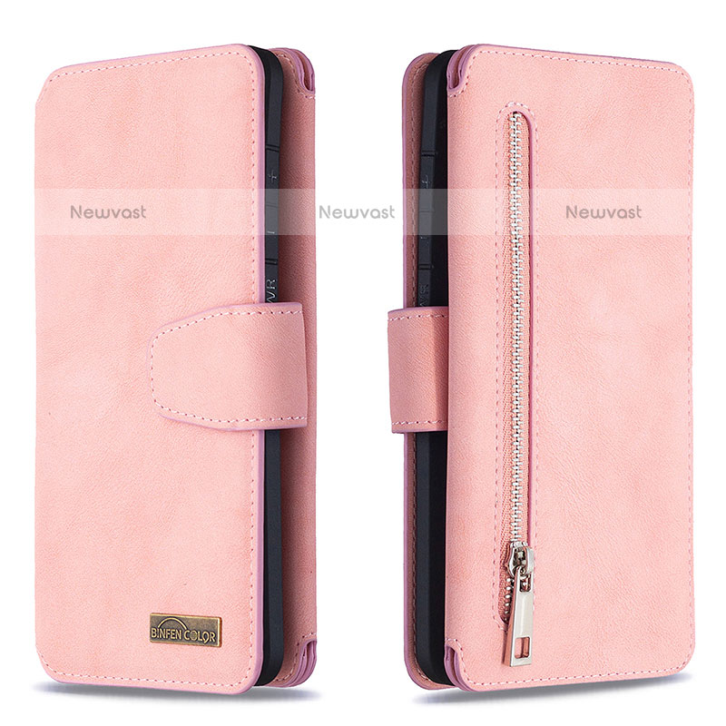 Leather Case Stands Flip Cover Holder B18F for Samsung Galaxy S20 Ultra Rose Gold