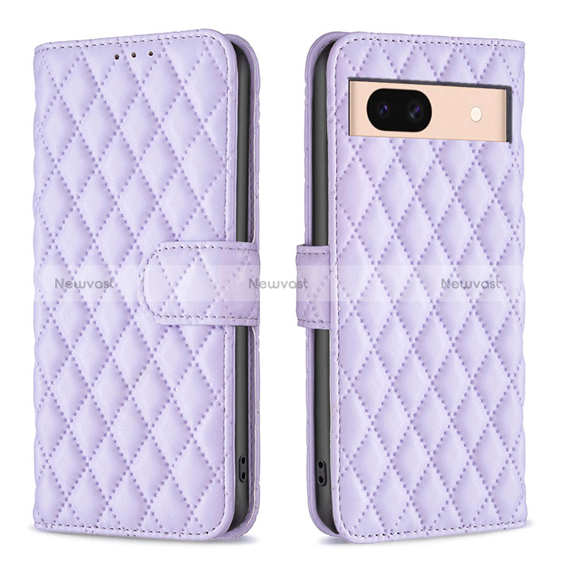 Leather Case Stands Flip Cover Holder B19F for Google Pixel 8a 5G Purple