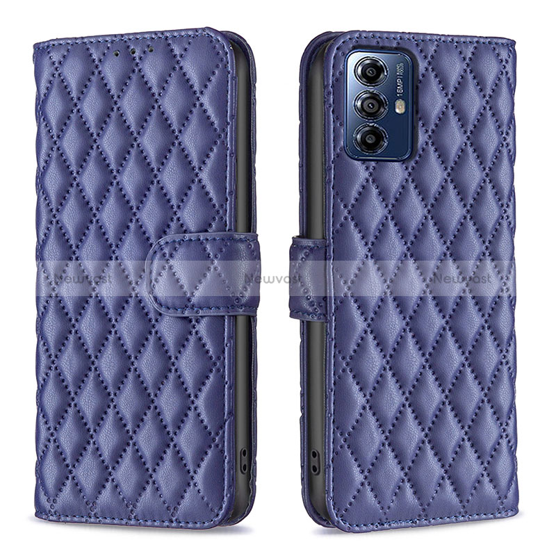 Leather Case Stands Flip Cover Holder B19F for Motorola Moto G Play Gen 2 Blue