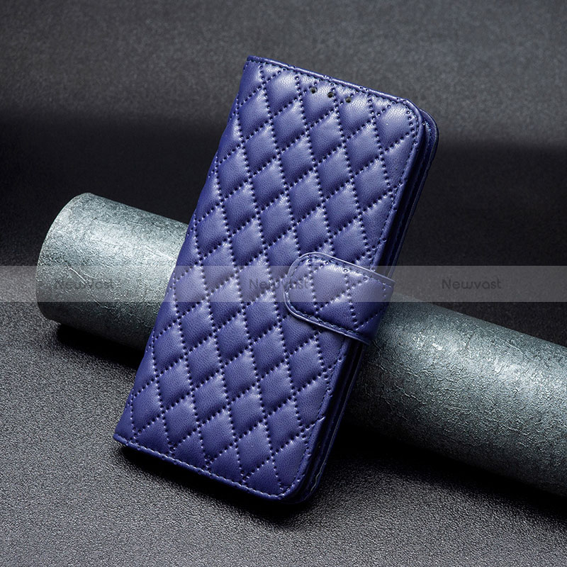 Leather Case Stands Flip Cover Holder B19F for Motorola Moto G84 5G Blue