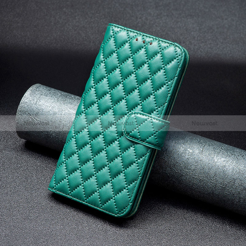 Leather Case Stands Flip Cover Holder B19F for Motorola Moto G84 5G Green