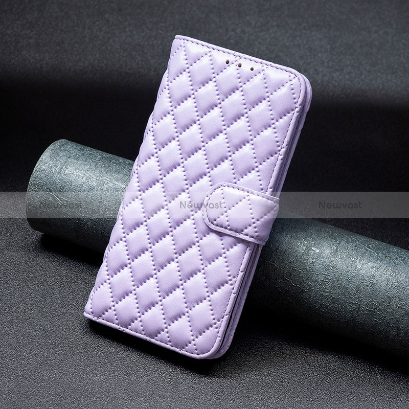 Leather Case Stands Flip Cover Holder B19F for Motorola Moto G84 5G Purple