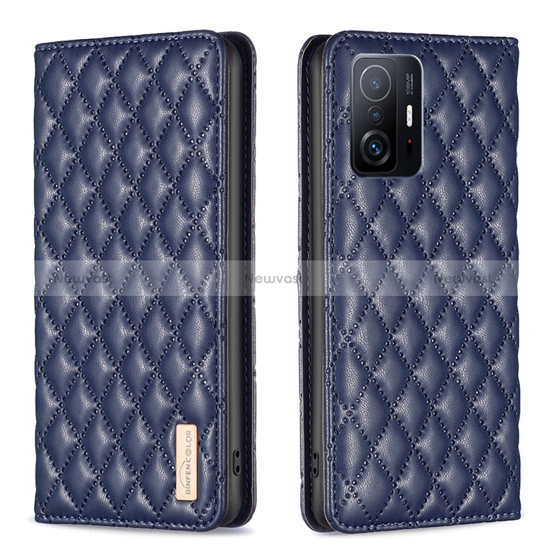 Leather Case Stands Flip Cover Holder B19F for Xiaomi Mi 11T 5G Blue