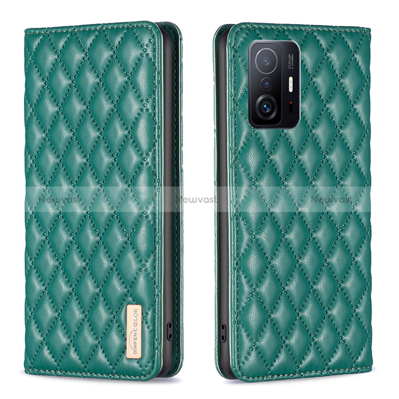 Leather Case Stands Flip Cover Holder B19F for Xiaomi Mi 11T 5G Green