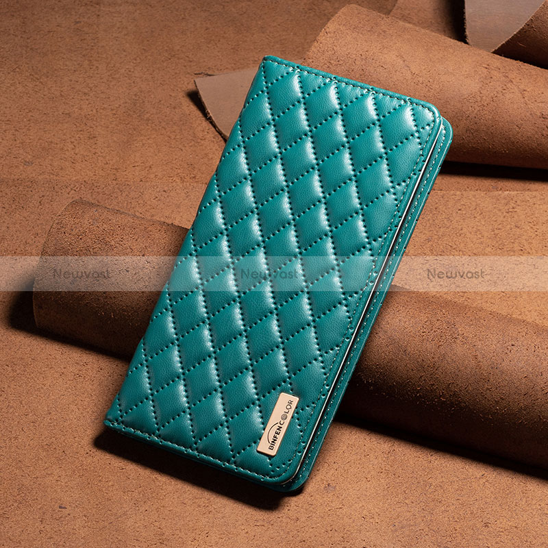 Leather Case Stands Flip Cover Holder B19F for Xiaomi Poco C55 Green