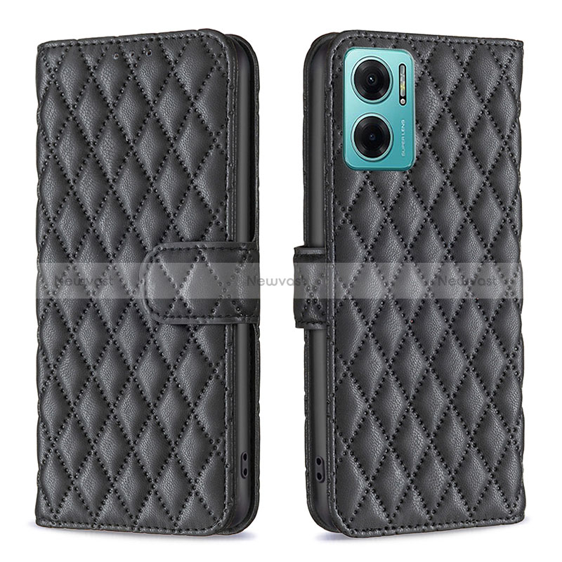 Leather Case Stands Flip Cover Holder B19F for Xiaomi Redmi 10 5G Black