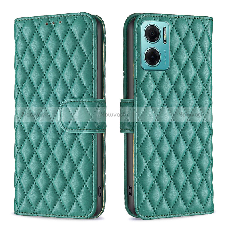 Leather Case Stands Flip Cover Holder B19F for Xiaomi Redmi 11 Prime 5G Green