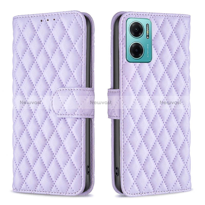 Leather Case Stands Flip Cover Holder B19F for Xiaomi Redmi 11 Prime 5G Purple