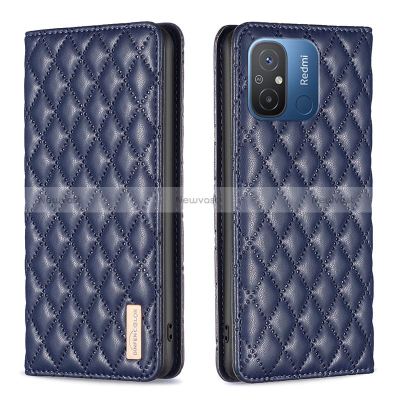 Leather Case Stands Flip Cover Holder B19F for Xiaomi Redmi 11A 4G Blue