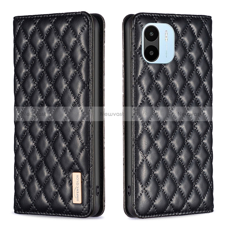 Leather Case Stands Flip Cover Holder B19F for Xiaomi Redmi A1 Black