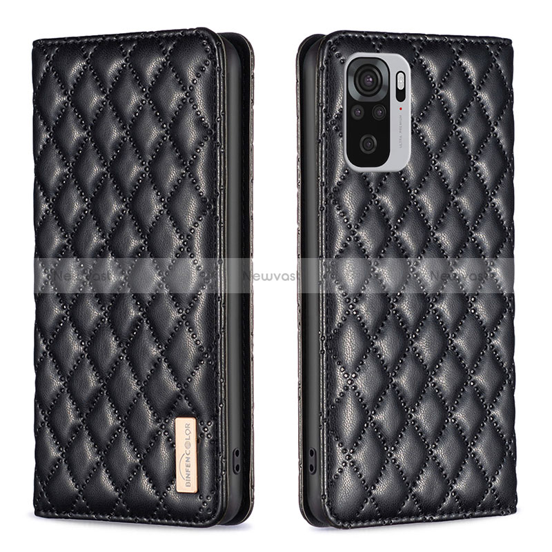 Leather Case Stands Flip Cover Holder B19F for Xiaomi Redmi Note 11 SE India 4G Black