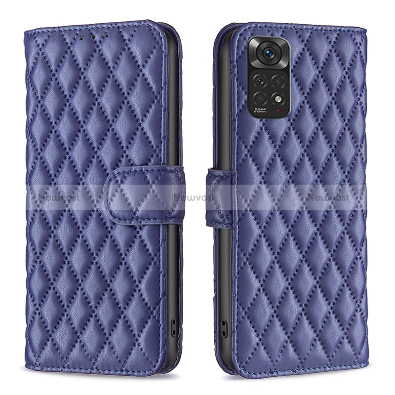 Leather Case Stands Flip Cover Holder B19F for Xiaomi Redmi Note 11S 4G Blue