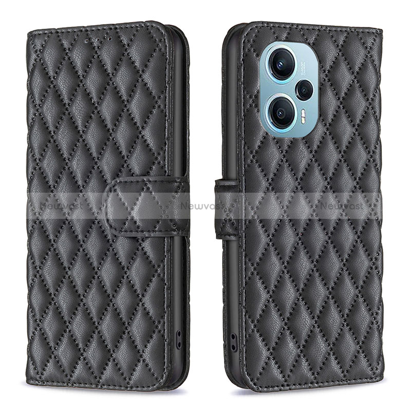 Leather Case Stands Flip Cover Holder B19F for Xiaomi Redmi Note 12 Turbo 5G Black