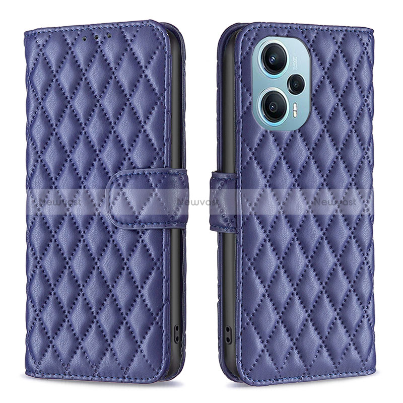 Leather Case Stands Flip Cover Holder B19F for Xiaomi Redmi Note 12 Turbo 5G Blue