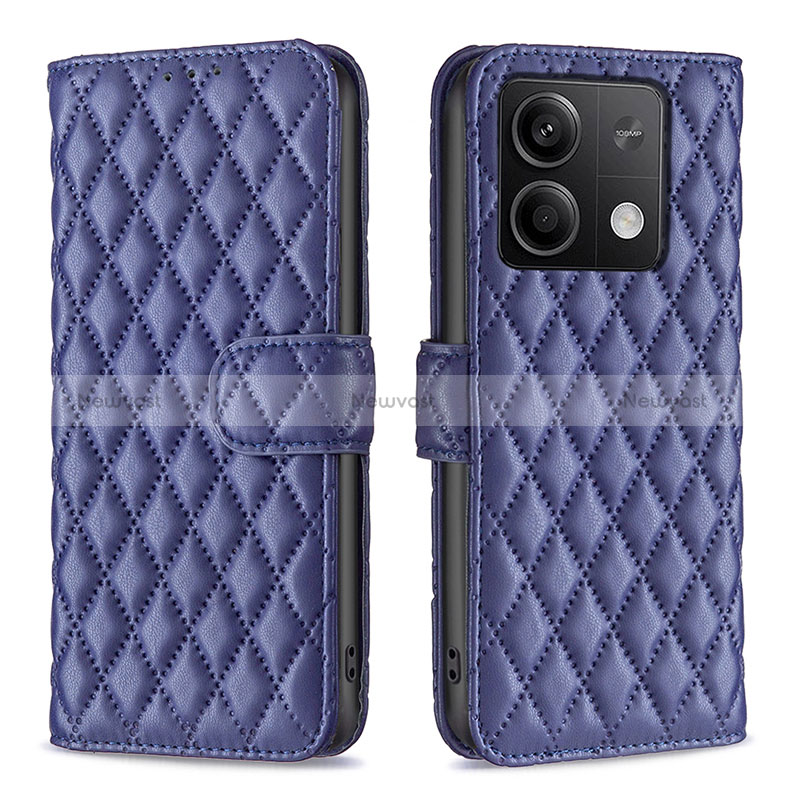 Leather Case Stands Flip Cover Holder B20F for Xiaomi Redmi Note 13 5G Blue