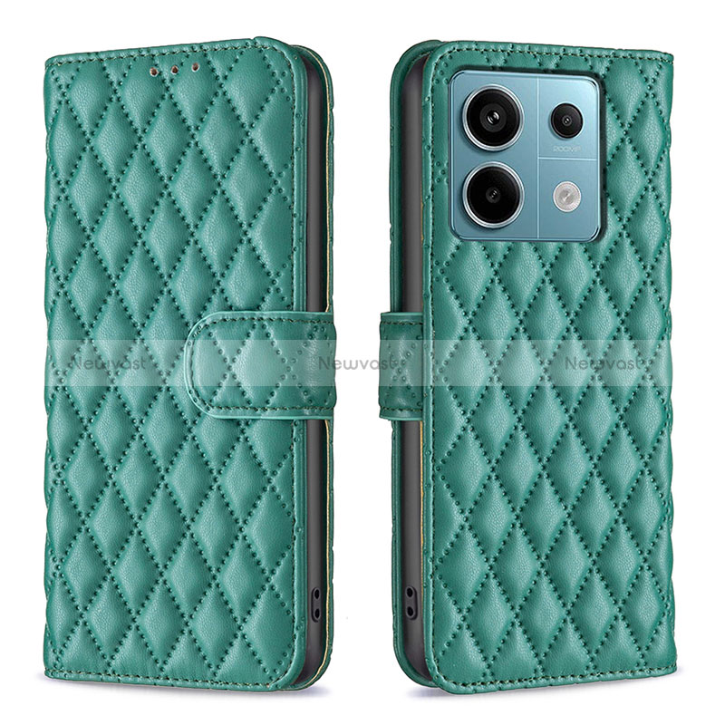 Leather Case Stands Flip Cover Holder B20F for Xiaomi Redmi Note 13 Pro 5G Green