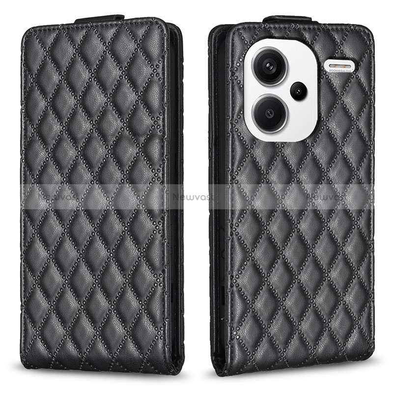 Leather Case Stands Flip Cover Holder B20F for Xiaomi Redmi Note 13 Pro+ Plus 5G Black