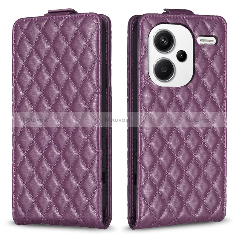 Leather Case Stands Flip Cover Holder B20F for Xiaomi Redmi Note 13 Pro+ Plus 5G Purple