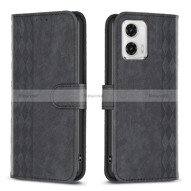 Leather Case Stands Flip Cover Holder B21F for Motorola Moto G73 5G