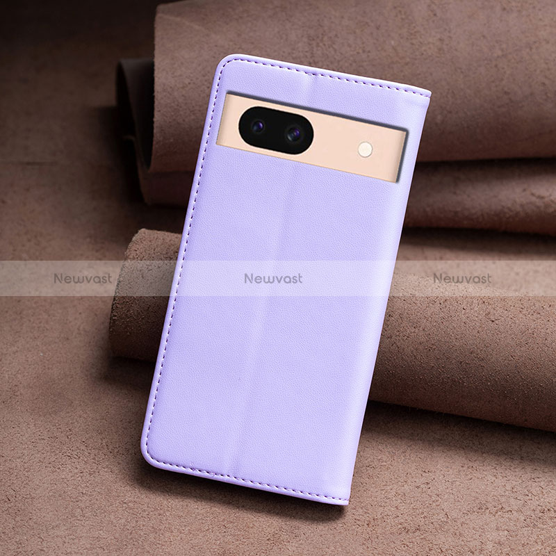 Leather Case Stands Flip Cover Holder B22F for Google Pixel 8a 5G Clove Purple