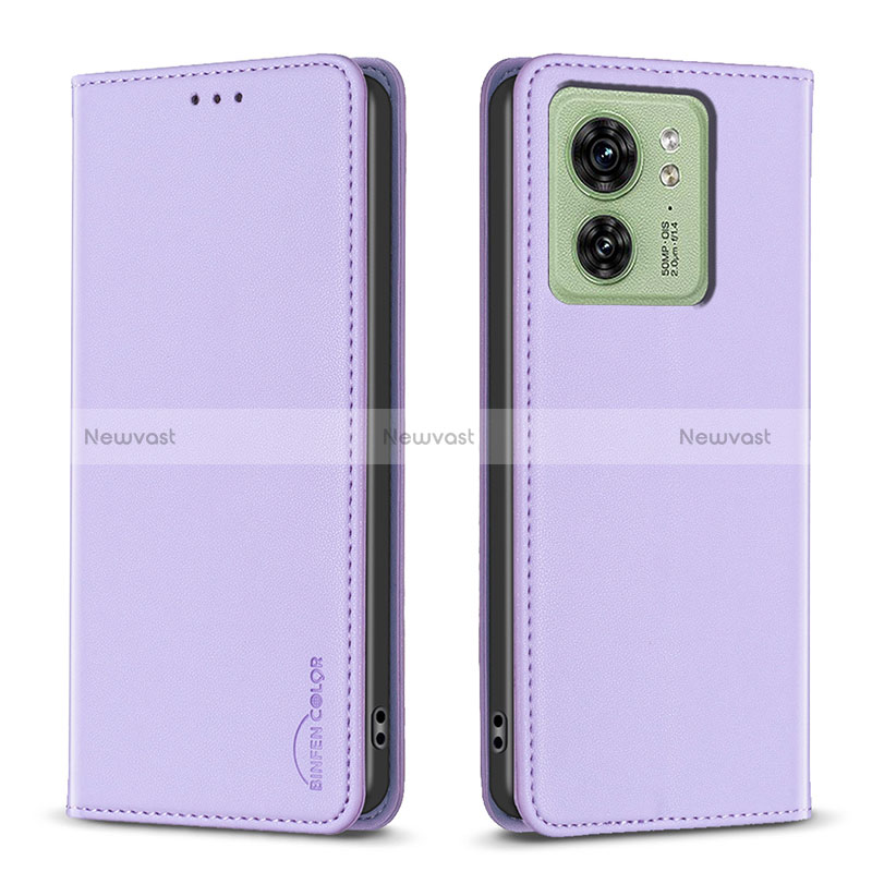 Leather Case Stands Flip Cover Holder B22F for Motorola Moto Edge (2023) 5G Clove Purple