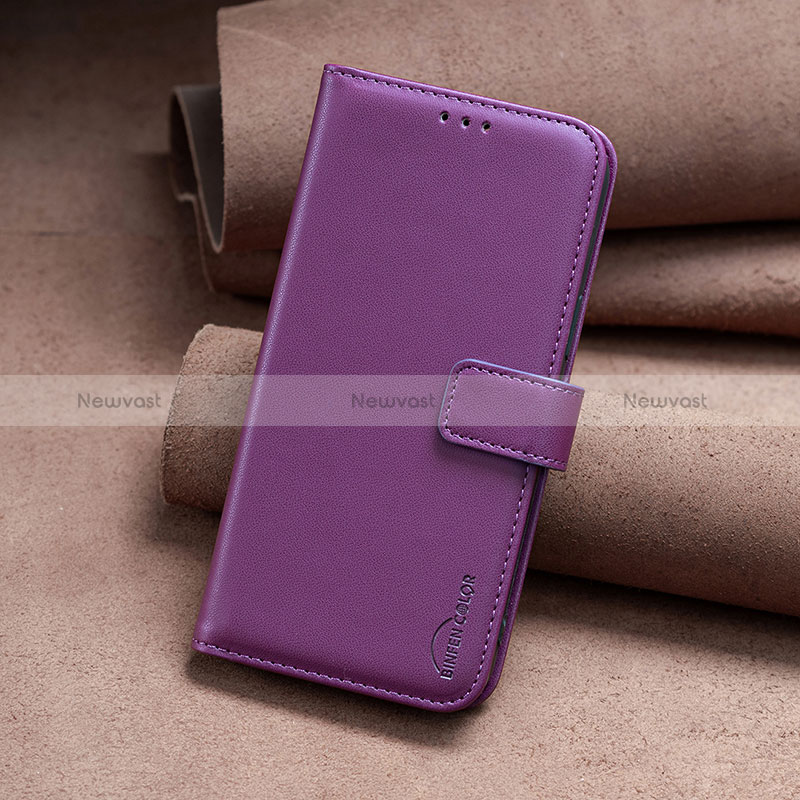 Leather Case Stands Flip Cover Holder B22F for Motorola Moto G13 Purple