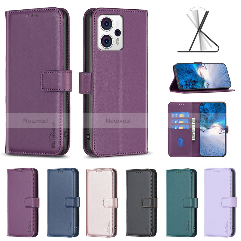 Leather Case Stands Flip Cover Holder B22F for Motorola Moto G23