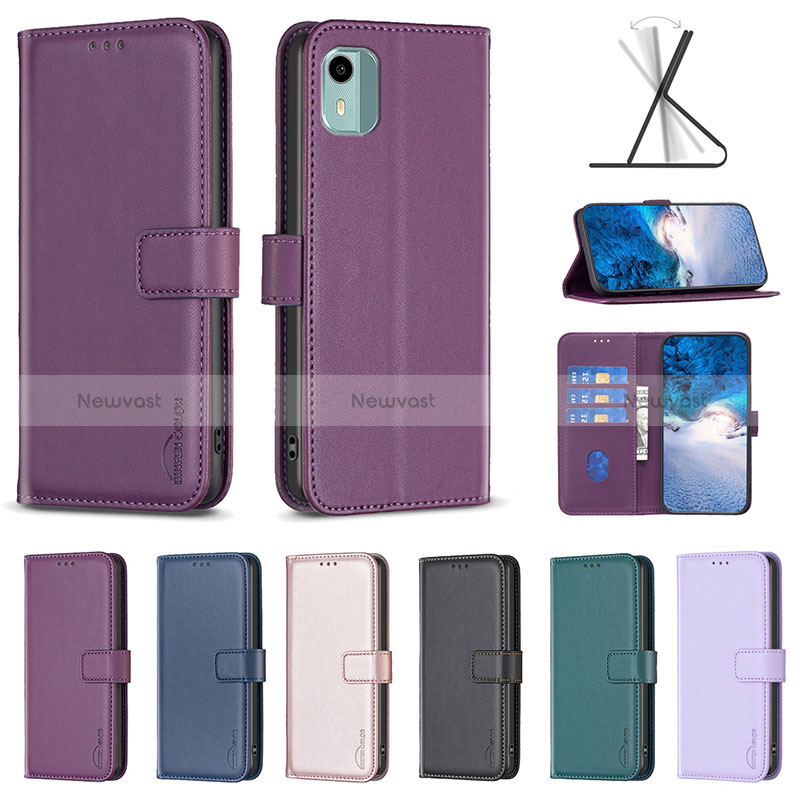 Leather Case Stands Flip Cover Holder B22F for Nokia C12 Plus