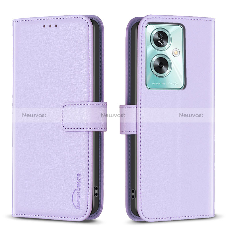 Leather Case Stands Flip Cover Holder B22F for Oppo A2 5G Clove Purple