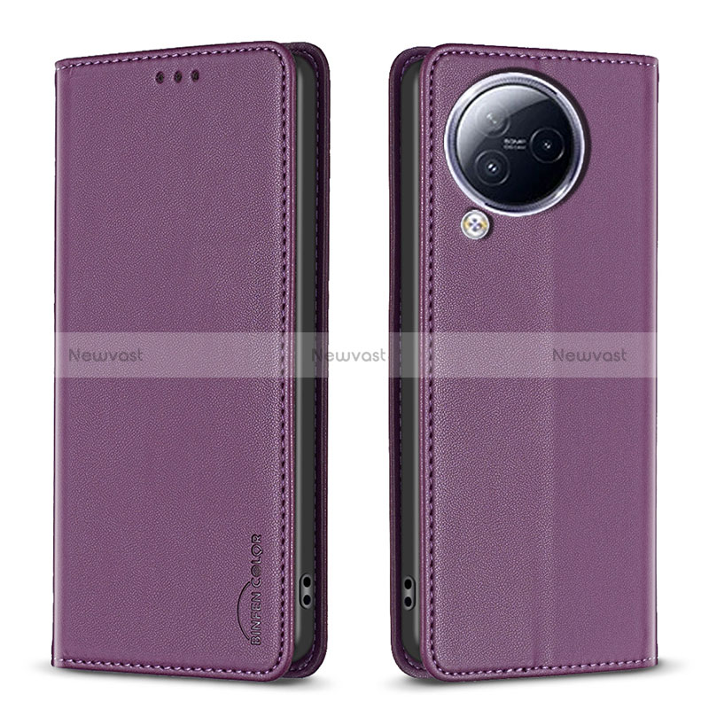 Leather Case Stands Flip Cover Holder B22F for Xiaomi Civi 3 5G Purple