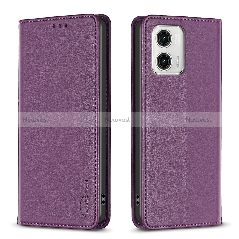 Leather Case Stands Flip Cover Holder B23F for Motorola Moto G73 5G